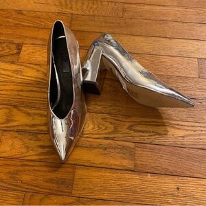 NWT Topshop Gretal shiny silver metallic heels